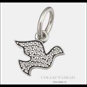 Authentic Pandora Sterling Silver Hanging Dove Dangle Charm Symbol of hope